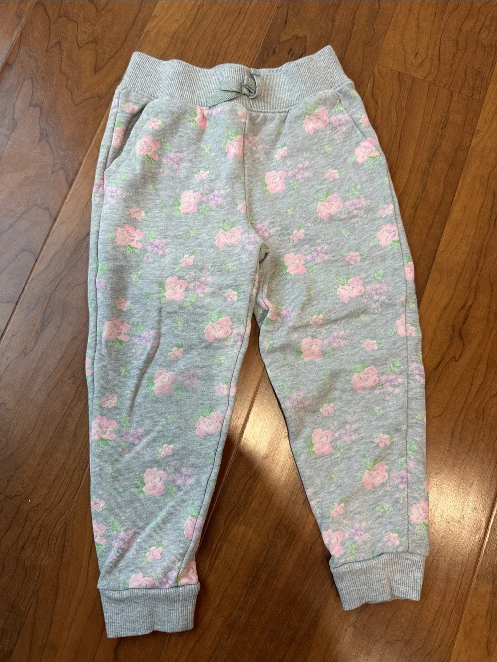 Janie and Jack Floral Gray Pink Jogger Crewneck Set Casual Comfy Cotton Blend 5